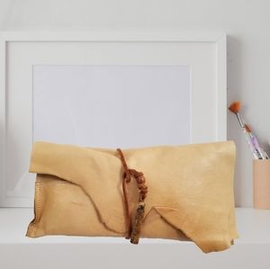 🍂Handmade Leather Clutch Tan Carved Mantra Christmas Stocking Stuffers.